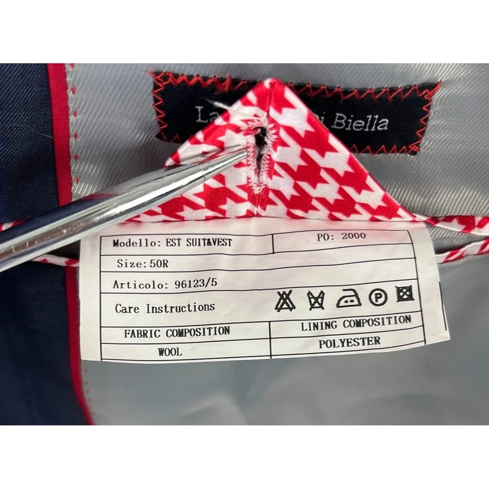 Tiglio Rosso Lanificio Di Biella NWD 50R Blue Double Breasted Suit Jacket